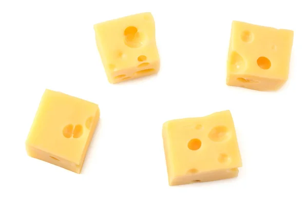 白い背景に隔離されたチーズのピース トップ表示 — ストック写真