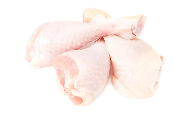 Pernas Frango Cru Isolado Fundo Branco — Fotografia de Stock