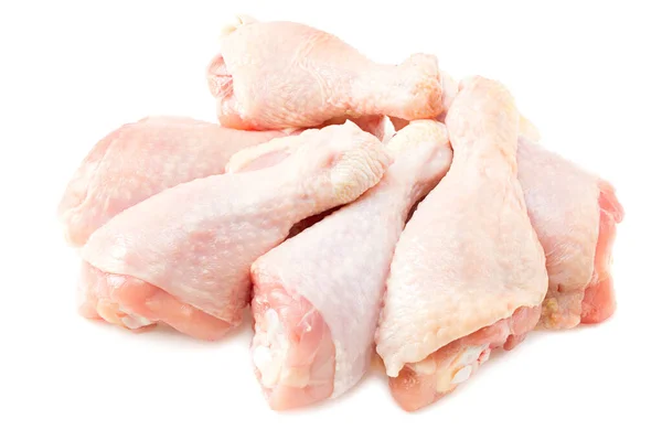 Pernas Frango Cru Isolado Fundo Branco — Fotografia de Stock