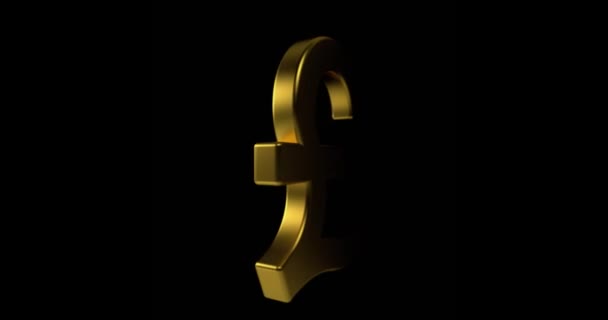 Rotating Pound Symbol Gold Looped Animation Golden Pound Sign Black — 비디오