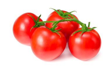 Beyaz arka planda izole edilmiş taze domates. Kapat.