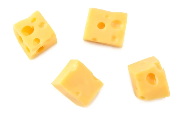 Κομμάτι Τυρί Απομονωμένο Λευκό Φόντο Άνω Όψη — Φωτογραφία Αρχείου