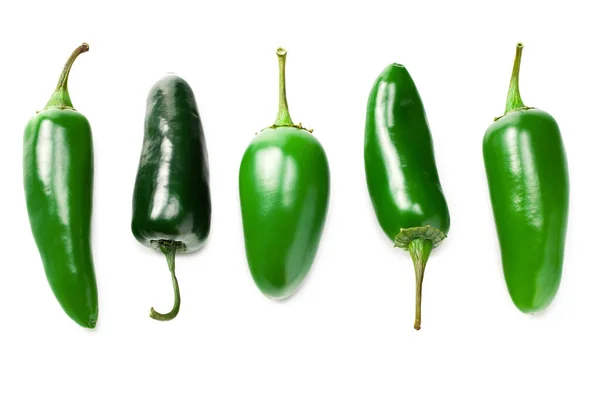 Jalapeno Paprika Geïsoleerd Witte Achtergrond Groene Chili Peper Capsicum Annuum — Stockfoto
