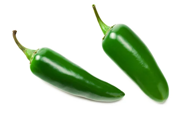 Jalapeno Paprika Isolerad Vit Bakgrund Grön Chilipeppar Capsicum Annuum Ovanifrån — Stockfoto