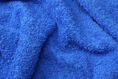 Mavi plaj havlusu dokusu. Mavi plaj havlusu. Üst görünüm.