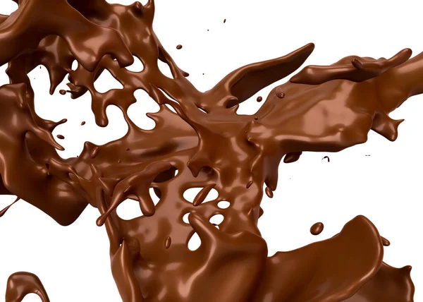 Choklad Bakgrund Chokladstänk Isolerad Vitt Återgivning Illustration — Stockfoto