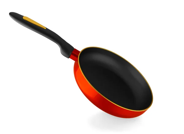 Empty Red Fry Pan Isolated White Background Rendering — Stock Photo, Image