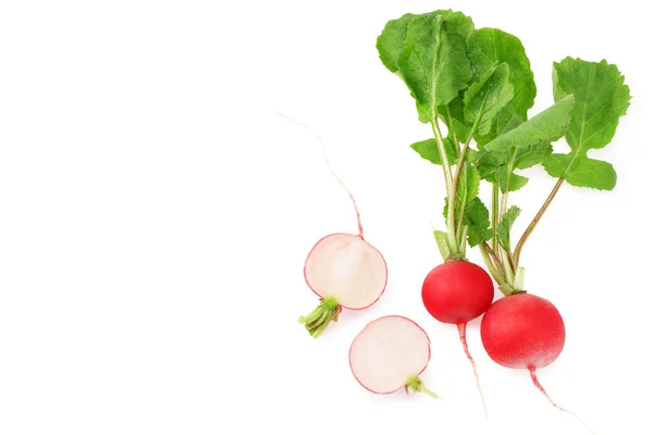 Radis Frais Avec Des Tranches Isolées Sur Fond Blanc Vue — Photo