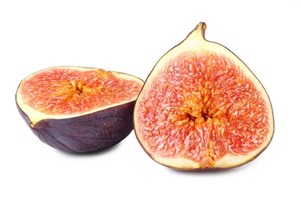 Fig Frukt Med Skuren Skiva Isolerad Vit Bakgrund — Stockfoto