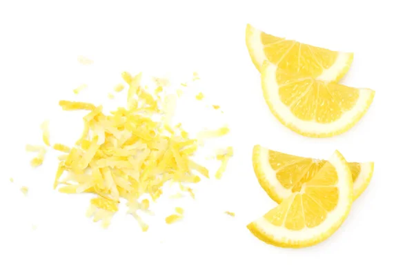 Zeste Citron Isolé Sur Fond Blanc Aliments Sains — Photo