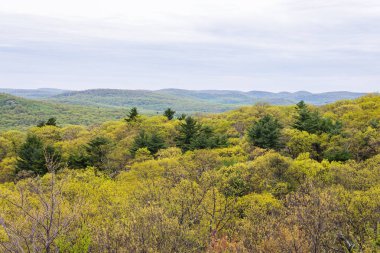 Bear Mountain Zirvesi ve Hudson Nehri U'hava manzara