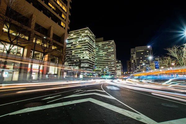 Centrum miasta nocą w Filadelfii — Zdjęcie stockowe