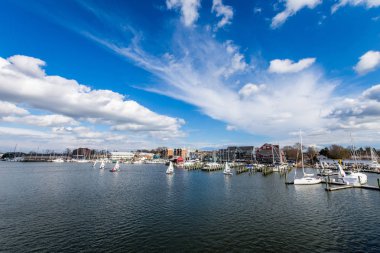 Harbor Area of Annapolis, Maryland on a cloudy spring day with s clipart