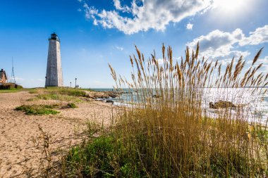 New England deniz feneri Lighthouse Point New Haven Con parkında