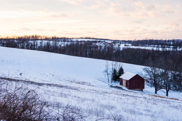 Snöigt land mark i södra york county i pennsylvania — Stockfoto