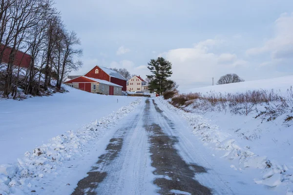 Snöigt land mark i södra york county i pennsylvania — Stockfoto