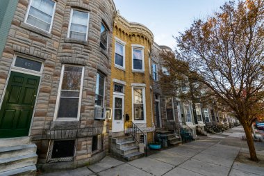 Hampden, Baltimore Maryland renkli satır evlerinde çeşitli