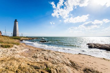 New England deniz feneri Lighthouse Point New Haven Con parkında