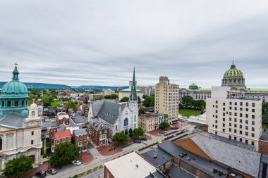 Tarihi şehir merkezinde, hava Harrisburg, Pennsylvania yanına