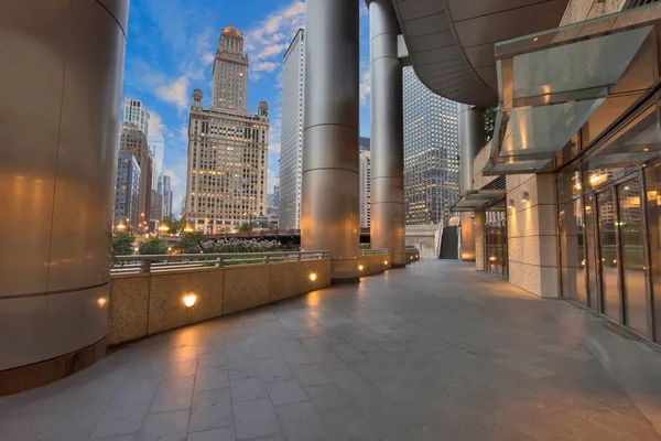 Paesaggio Chicago River Riverwalk Notte Chicagio Illinois — Foto Stock