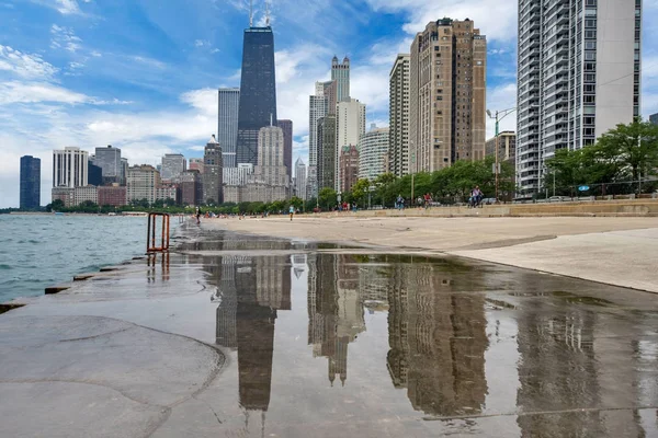 Chicago Illinois Kuzey Bulvarı Kumsalda Michigan Gölü Manzarası — Stok fotoğraf