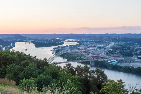 Skyline Від Гора Вашингтон Вночі Пітсбург Пенсільванія — стокове фото