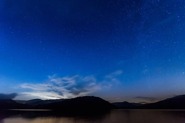 Paisagem Estrelada Láctea Michaux State Forrest Pensilvânia Long Pine Reservoir — Fotografia de Stock