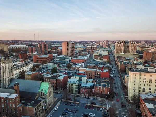 Aerial Downtown Baltimore Maryland Mount Vernon Place — Foto Stock