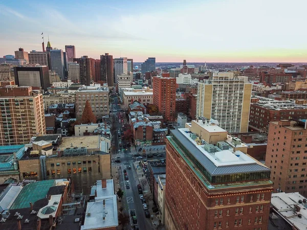 Aérea Del Centro Baltimore Maryland Desde Mount Vernon Place — Foto de Stock