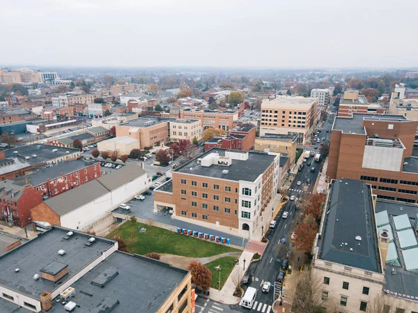 Luchtfoto Van Downtown Lancaster Pennsylvania Areound Centrale Markten — Stockfoto