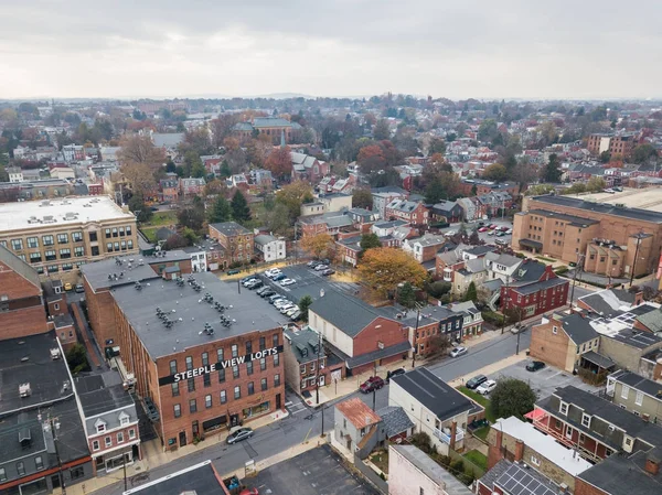 Luchtfoto Van Downtown Lancaster Pennsylvania Areound Centrale Markten — Stockfoto
