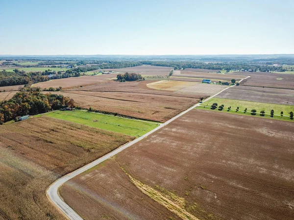 Antenowe Użytków Rolnych Dover Pennsylvania Południe Harrisburg Jesienią — Zdjęcie stockowe