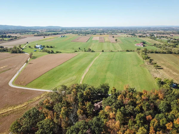 Antenowe Użytków Rolnych Dover Pennsylvania Południe Harrisburg Jesienią — Zdjęcie stockowe