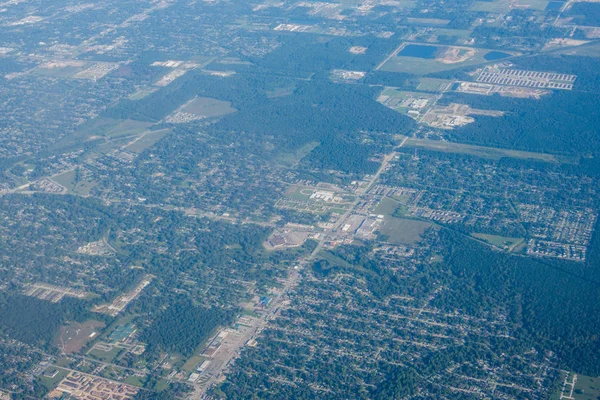 Metropolis Area Houston Texas Banlieues Haut Dans Avion — Photo