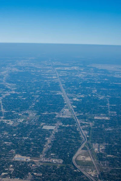 Metropolregion Houston Texas Vororte Von Oben Flugzeug — Stockfoto