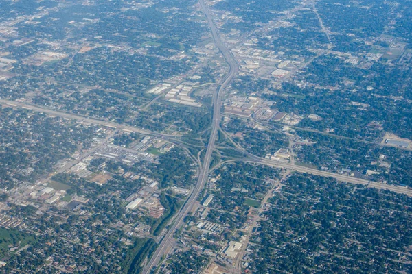Metropolregion Houston Texas Vororte Von Oben Flugzeug — Stockfoto