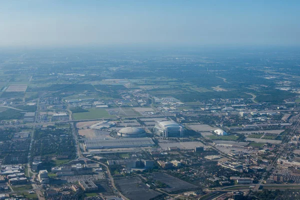 Metropolis Area of Houston, Texas Suburbs from Above in an Airplane