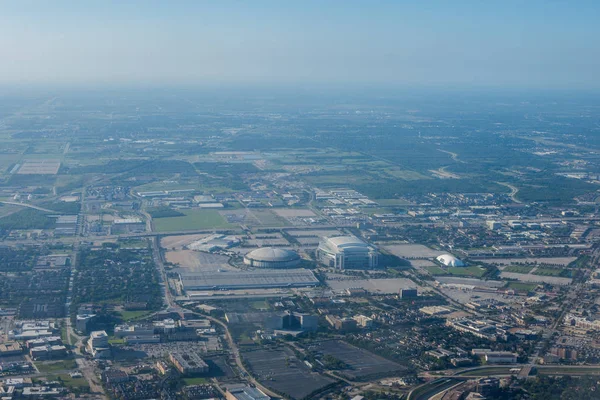 Metropolis Area of Houston, Texas Suburbs from Above in an Airplane