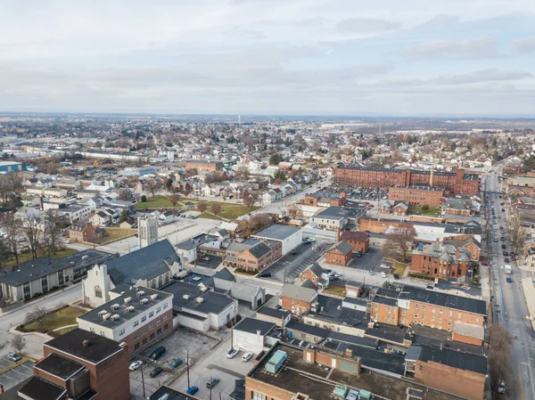 Luchtfoto Van Downtown Hanover Pennsylvania Naast Het Plein — Stockfoto