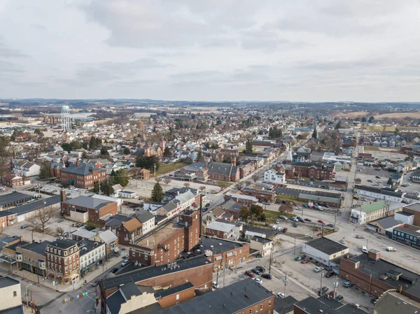 Luchtfoto Van Downtown Hanover Pennsylvania Naast Het Plein — Stockfoto