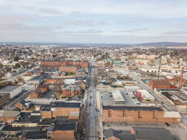 Luchtfoto Van Downtown Hanover Pennsylvania Naast Het Plein — Stockfoto