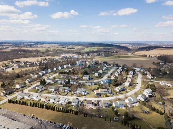 Antenn Landsbygdens Jordbruksmark Och Förorter Red Lion Pennsylvania — Stockfoto