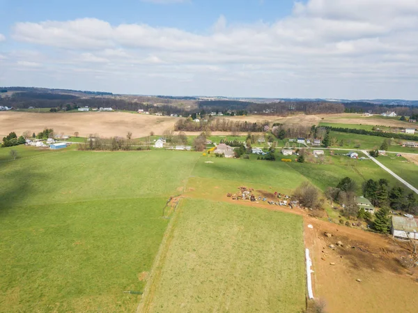 Antenowe użytków rolnych w Cross Roads, Pensylwania — Zdjęcie stockowe