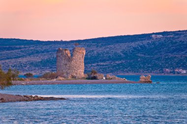Starigrad Paklenica tower ruins by the sea clipart