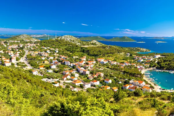 Drage Pakostanske village coast aerial view — Stock Photo, Image