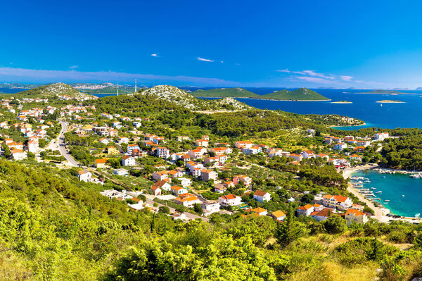 Drage Pakostanske village coast aerial view