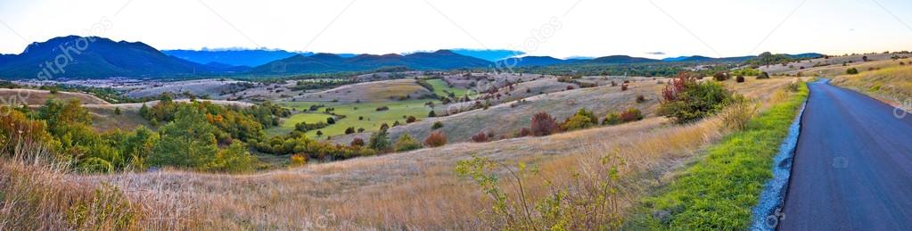 Autumn landscape of Lika region paoramic view