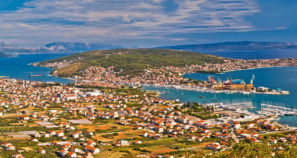 Antenowe panorama Trogir i Ciovo Island — Zdjęcie stockowe