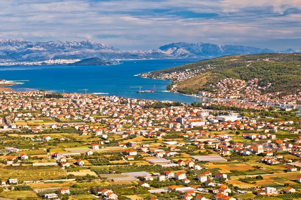 Aerial panorama of Trogir and Kastela bay — Stock Photo, Image