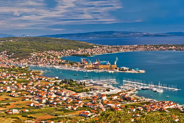 Trogir shipyard and Ciovo island aerial view — Stock Photo, Image